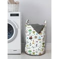 thumbnail image 3 of Birds Laundry Bag, Nautical Cartoon Elements Ships Flying Birds Starfishes Palm Trees and Bubbles, Hamper Basket with Handles Drawstring Closure for Laundromats, 13" x 19", Multicolor, by Ambesonne, 3 of 4