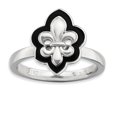 thumbnail image 1 of Sterling Silver Stackable Expressions Polished Enameled Fleur De Lis Ring Size 5, 1 of 3