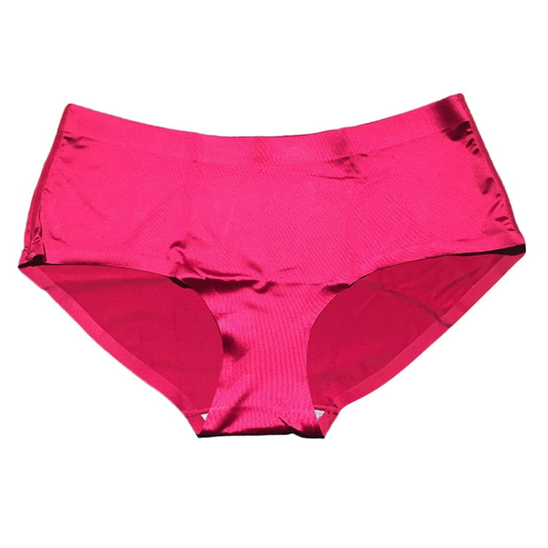 Aayomet Underwear Women Ladies Plus Size Solid Color Womens Glossy Seamless  Underwear Soft Mid Waist Briefs Panties, M 