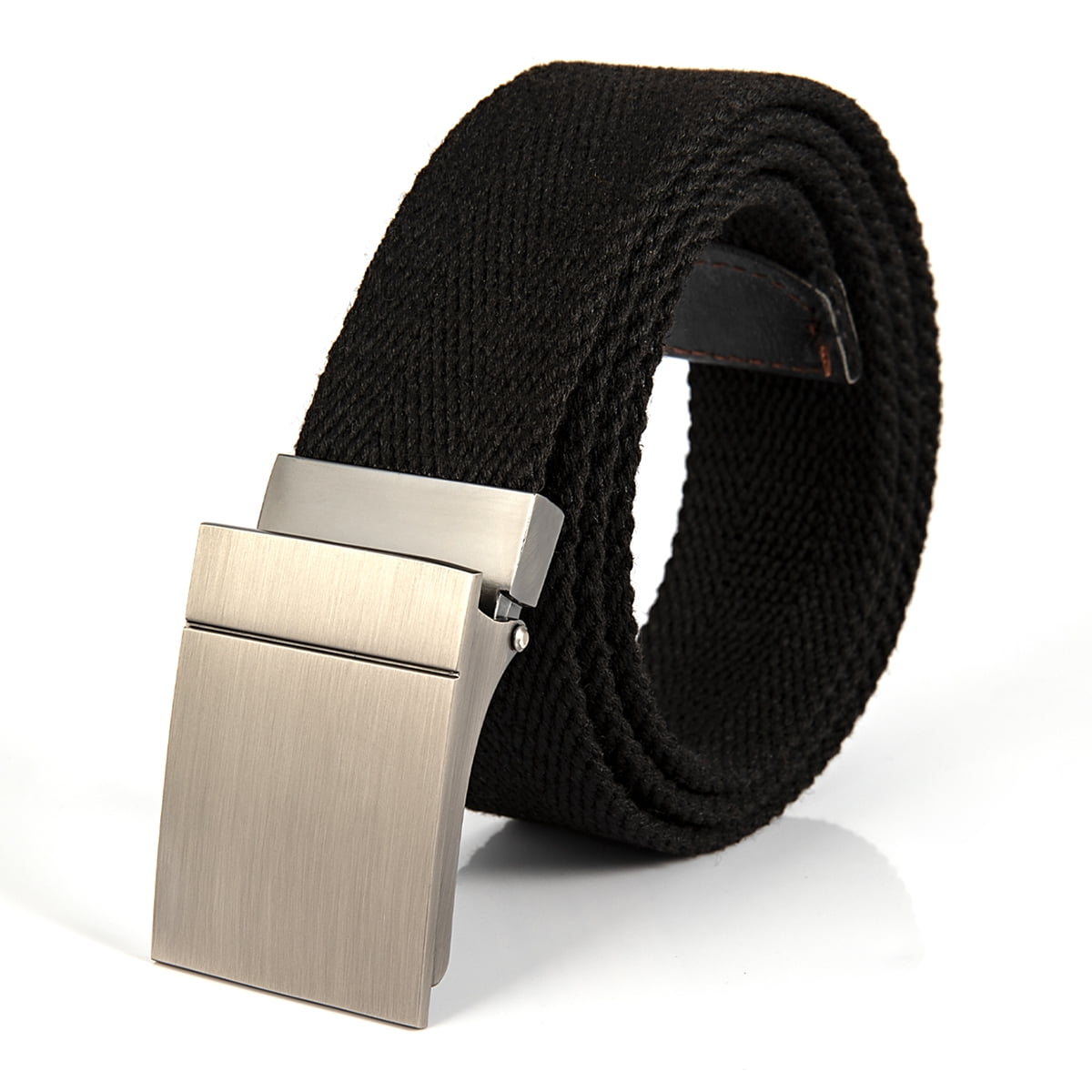 Black Nylon Ratchet Belt for Men With Box Frame Buckle - Walmart.com