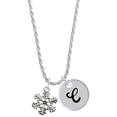thumbnail image 1 of Delight Jewelry Silvertone Snowflake Silvertone Script Initial Disc - C - Charm Necklace, 20"+3", 1 of 4
