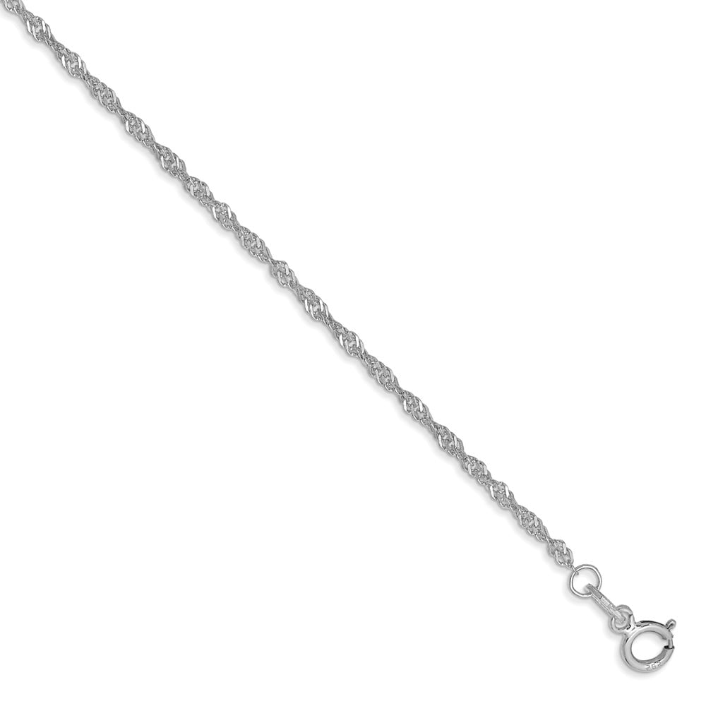 14k White Gold 1.7mm Polished Singapore Chain Necklace Bracelet Anklet 7-30