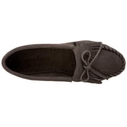 Minnetonka Womens Kilty Suede Hardsole Moccasin, Grey, 5.5 M US