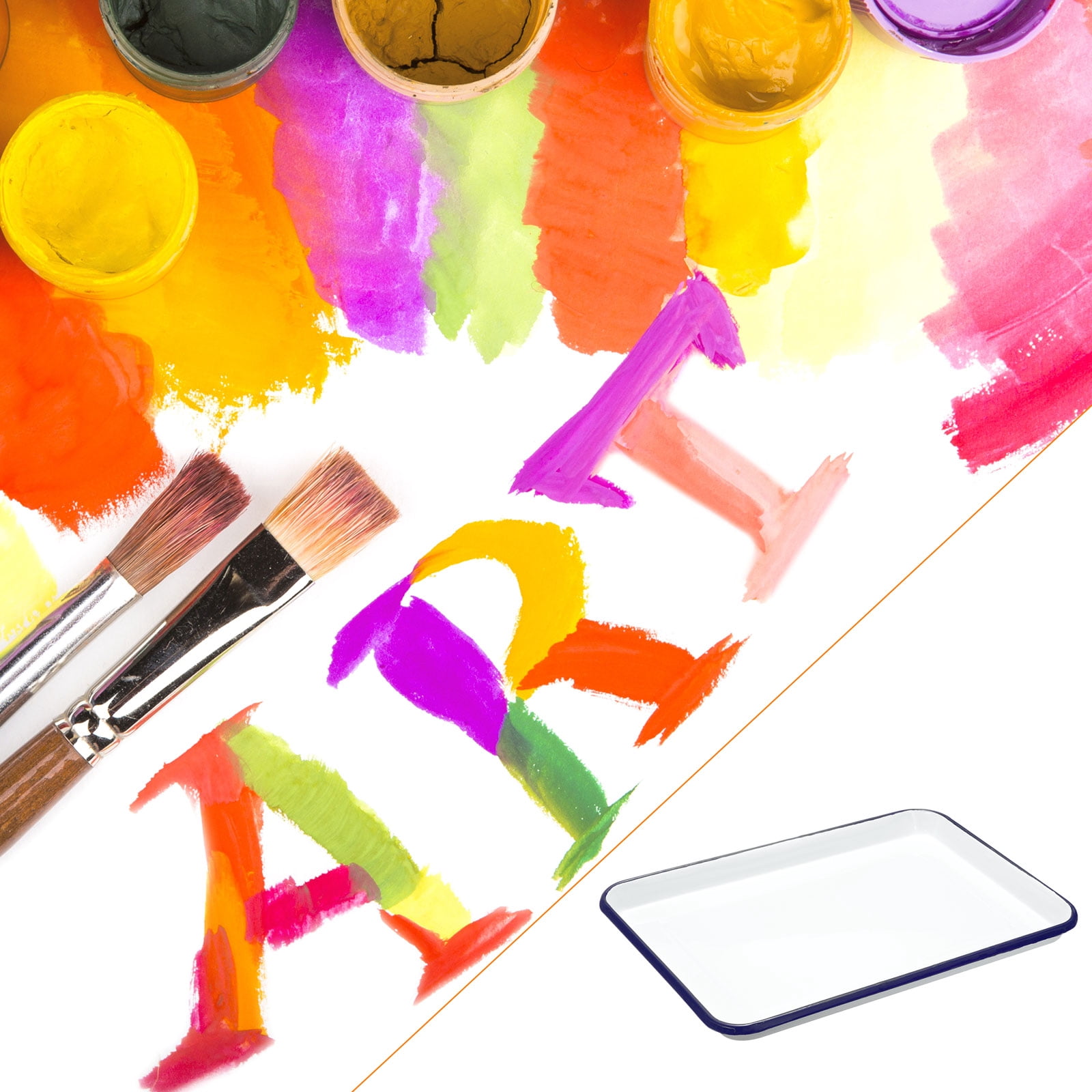 Uxcell Butcher Tray Palette 12" x 8" Metal Triple Enamel Coated Rectangular Tray Artist Painter Painting Tool for Art Paint Acrylic Watercolor Mixing