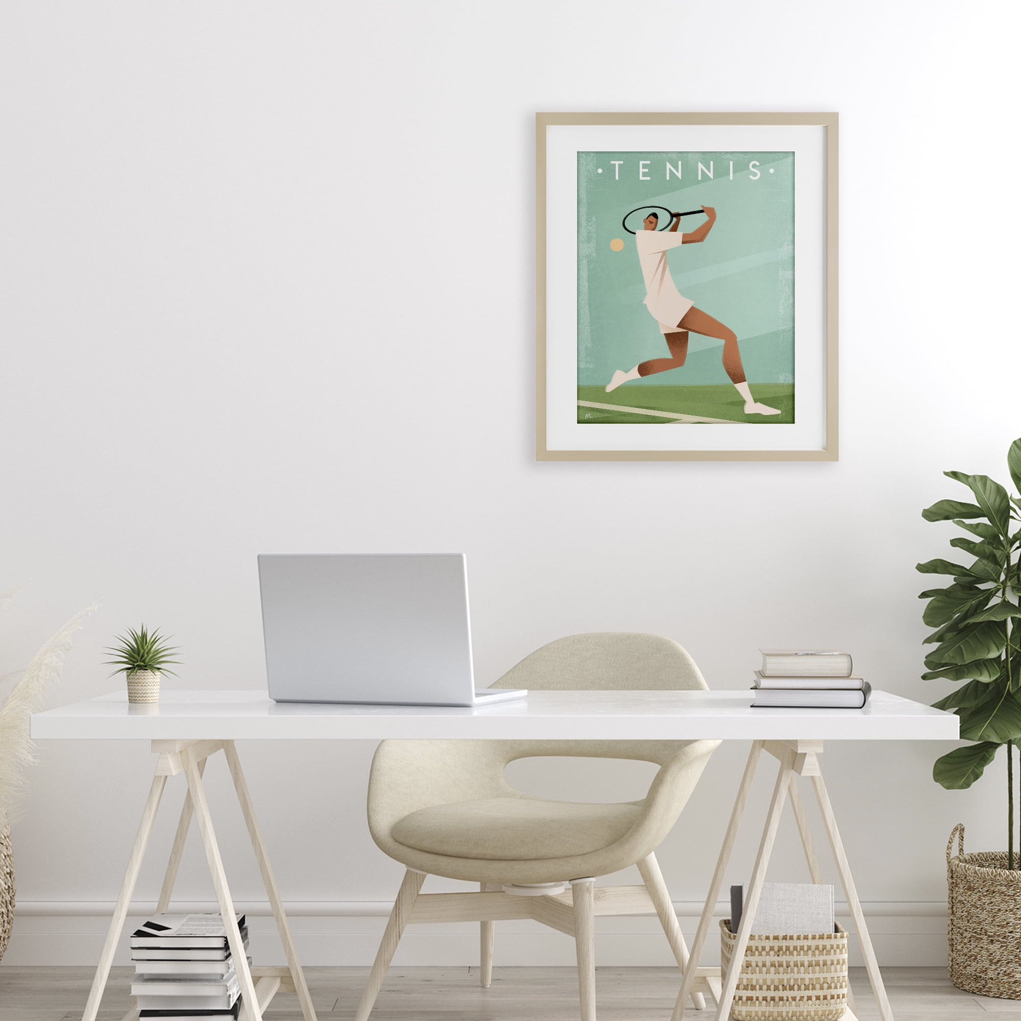 Stupell Industries Vintage Tennis Swing Birch Framed Print Under Glass, design by Martin Wickstrom