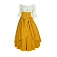 thumbnail image 2 of Renaissance Costume, Women Renaissance Costume Medieval High Waisted Skirt Set | 2 Piece Victorian Set,Off Shoulder Collar,Flared Sleeves,Skirt Length Up to Ankle, Ginger XL, 2 of 6