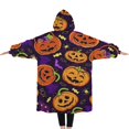 thumbnail image 2 of Oversized Wearable Blanket Hoodie,Halloween Jack O Lanterns with Candy Sherpa Blanket Hoodie with Super Pockets,Super Warm Fuzzy Pullover for Women & Men, 2 of 6