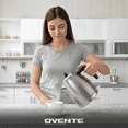 thumbnail image 2 of OVENTE 1.7L Stainless Steel Electric Kettle, 1500W Power, Silver KS777S | Fast Boiling Heater, BPA Free, Cordless Body Design, Auto Shut-Off, Boil-Dry Protection, Indicator Light and Removable Filter, 2 of 8