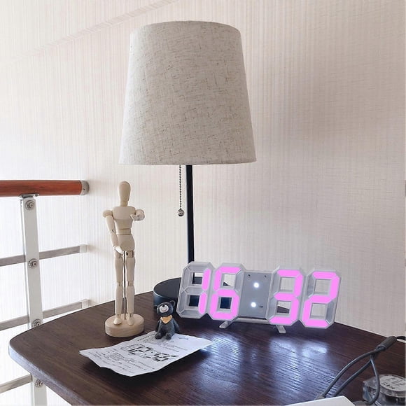3D Led Wall Clock Date Temperature Display Digital Alarm Clock for Home Living Room Office Warehouse