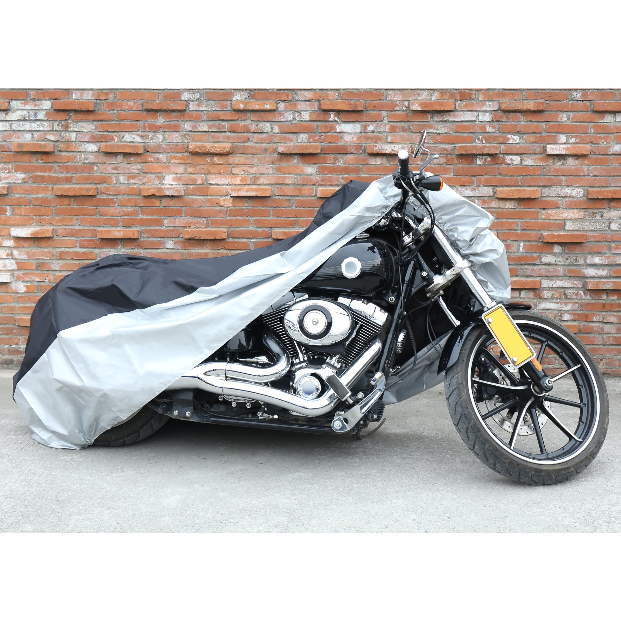 XXL Motorcycle Cover Black Silver Tone Outdoor Rain Dust UV Water Proof