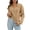 Khaki, variant on Lovskoo 2024 Sweaters for Women Casual Pure Color Lapel Dough Twists Long Sleeve Loose Pullover V-Neck Sweater White