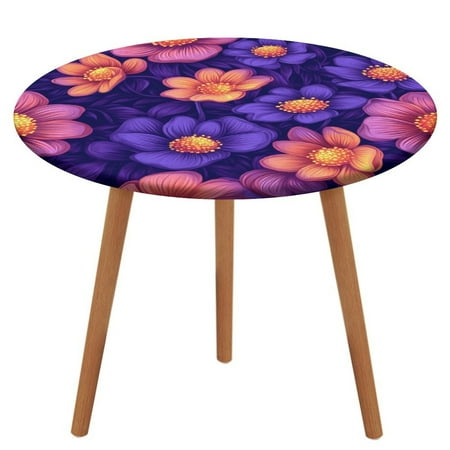 

ZHANGS Luminous Anemone Patch 1760 Round Table Cover Stain-Resistant Fitted Tablecloth Oil-Proof Wipeable Elastic Table Cover Waterproof Table Cloth for Halloween Thanksgiving Christmas