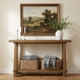 thumbnail image 3 of Finmind 63" Solid Wood Console Table, Farmhouse 2-Tier Entryway Sofa Table for Living Room, Hallway, Easy Assembly, Natural Rustic Brown, 3 of 7