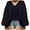 Navy, variant on Annhoo Long Sleeve Shirts for Women V Neck Casual Knitted Tops Fall Loose Solid Going out Blouse Tees