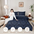 thumbnail image 3 of jejeloiu Moody Skull Queen Comforter Set,Dark Damask Comforter Sets Queen For Adults,Navy Black,Black Reversible,3pcs,1 Comforter and 2 Pillowcases, 3 of 7