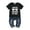 Black, variant on Toddler Baby Boy Clothes Outfit Short Sleeve Letter T-shirt Ripped Jeans 2pcs Set Boy Suit