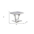 thumbnail image 3 of HomeRoots 486399 22 x 24 x 24 in. Silver & Light Gray Marble Look & Stainless Steel Square End Table, 3 of 6