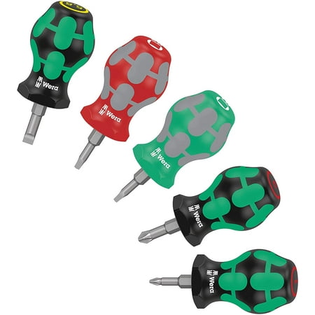 Wera Stubby Set 3 Screwdriver Set, 5 Pieces, Short compact shape for...