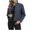 Dark Blue, variant on Women's Faux Leather Motorcycle Jacket Long Sleeve Hoodless Moto Biker Outwear with Stand Up Collar and Zipper Front | Casual Edgy Jacket for Daily Wear, Work, or Night Out