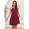 thumbnail image 4 of Jdffashion Robe d'Été pour Femmes Col Licou Sans Manches Mini Robe Décontractée Florale de Plage avec Poches, 4 of 6
