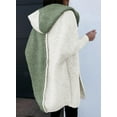 thumbnail image 5 of SHEWIN Women's Cardigan Sweaters Hooded Open Front Chunky Knit Color Block Sweater Fall Winter Outerwear Coat Green, 5 of 11