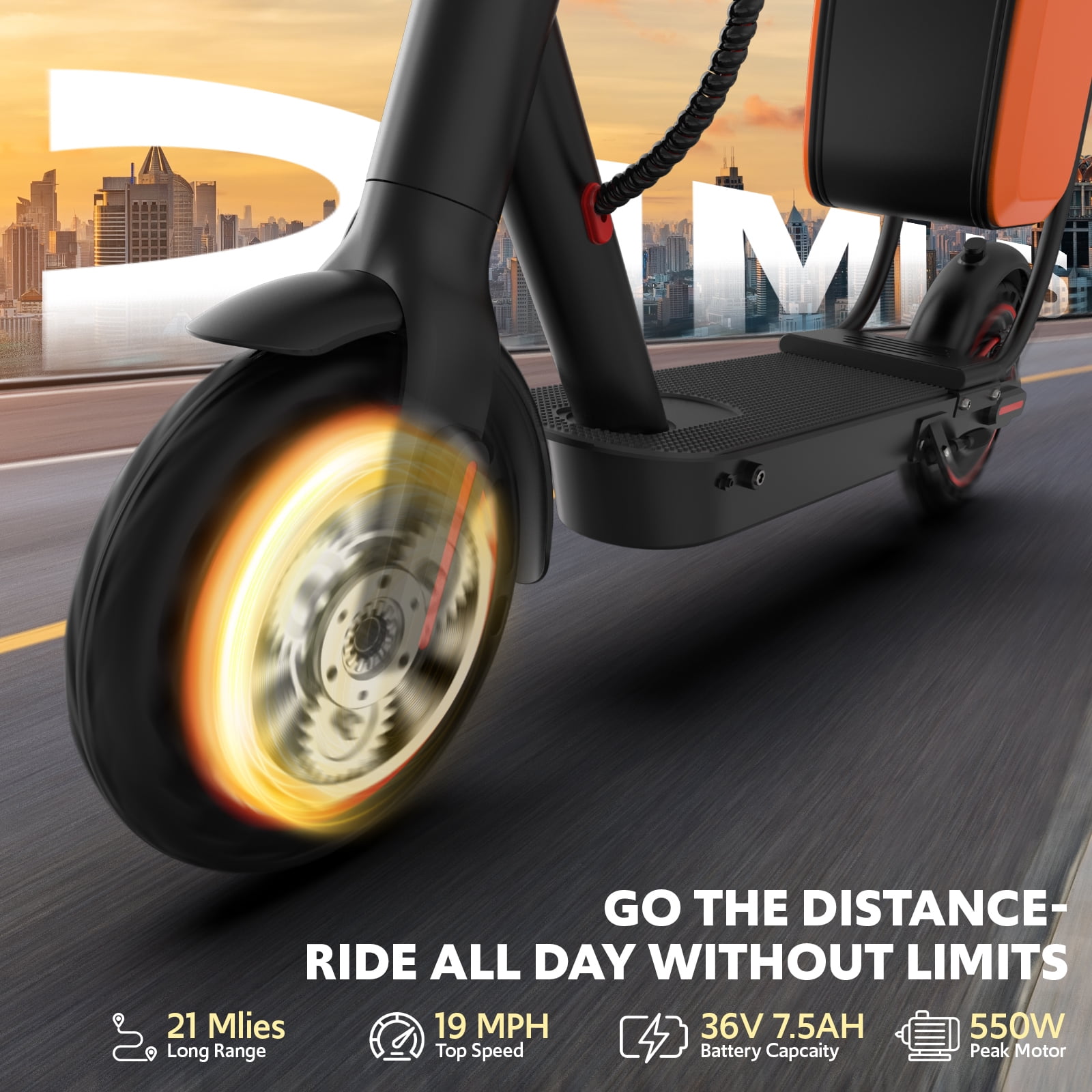 Electric Scooters for Adults with Seat,Peak 550W Motor, Folding E-Scooter Up to 21 Miles & 19 MPH, 36V 7.5Ah Battery