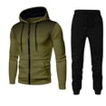 thumbnail image 1 of Conjunto deportivo informal con capucha para hombre, conjunto de chándal deportivo suave y elegante, ropa completa con cremallera completa, sudadera con capucha y pantalones, 1 of 5