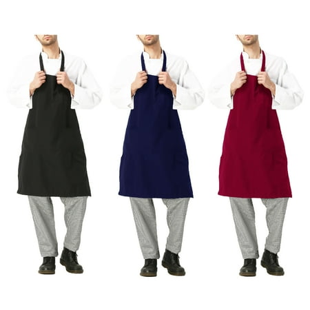 Altotux Unisex Black Red Navy Restaurant Commercial Home Kitchen Chef Cooking Bib Apron No Pockets