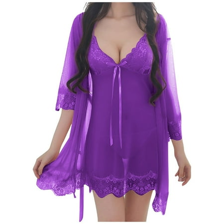 

Satin Pajamas for Women Silk Pajamas Sexy Pajamas Lace Pajamas Robes Wireless Rimless Pajamas Nightdress Underwear Women s Sleepwear Pajama Violet S Lingerie For Women Baby Doll Lingerie F7767