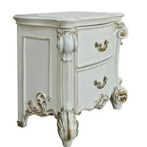 Jess 32 Inch Classic Nightstand 2 Drawers Molded Trim Wood White- Saltoro Sherpi