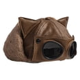 thumbnail image 2 of Jiibva PU Leather Bomber Hat Retro Windproof Plus Fluff Pilot Hat Lining Winter Ear Protection Hat Thickened Warm Trapper Hat with Earflaps, 2 of 7