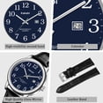 thumbnail image 2 of Watch for Men,Analog Quartz Waterproof Wristwatch with Date and Leather Band,Casual Fashion Mens Watches Gift for Man, 2 of 8
