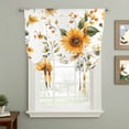 thumbnail image 2 of Sunflower Tie Up Curtain 63 Inches Long, Spring Flowers Watercolor Farm Balloon Style Kitchen Window Curtain Over Sink, Small Window Rod Pocket Curtain 52"x63", 2 of 9