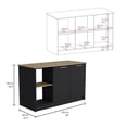 thumbnail image 2 of Pemberly Row Modern Engineered Wood Kitchen Island in Multi-Color, 2 of 6