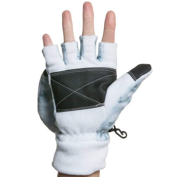 Aqua Design Convertible Flap Mittens for Women Winter Fleece Cold Weather Gloves: Snow, Size: XL/L