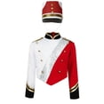thumbnail image 1 of YiZYiF Garçons Enfants Uniforme de Tambour-Major Veste Inspirée Militaire avec Chapeau pour Performance de Fanfare Rouge 16, 1 of 4