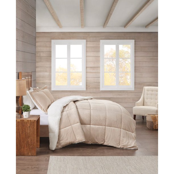 Premier Comfort Reversible Velvet to Sherpa Comforter Set, King,Solid