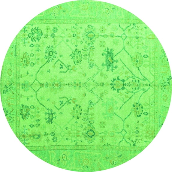 Ahgly Company Indoor Round Oriental Green Traditional Area Rugs, 7' Round