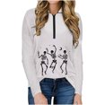 thumbnail image 1 of Blusa de mujer con cremallera y solapa con estampado de Halloween Pompotops  FGAJ21095, 1 of 7