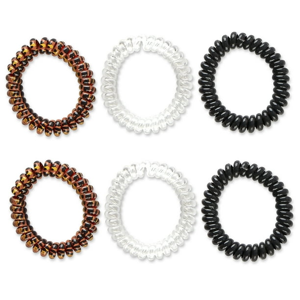 Wild Primrose by Scunci, Large Spiral Hair Elastics, Neutral Colors, 6