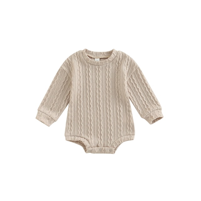 ZAXARRA Bébé Filles Garçons Pull Romper Couleur Unie Col Rond Manches Longues Combinaisons Automne Hiver Tricoté une Pièce Vêtements
