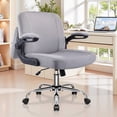 thumbnail image 3 of COOLHUT Criss Cross Chair with Flip-Up Arms and Wheels, Moveable Back Cushion Wide Seat Office Desk Chair, Swivel Cross Legged Chair for Home Office, Study, Vanity, Velvet Fabric, Dark Gray, 3 of 15