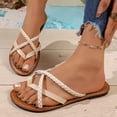 thumbnail image 6 of YHAJDS Women's Flip Flops Woven Strap Toe Post Beach Sandals Summer Vacation Outdoor Comfort Shoes, 6 of 10