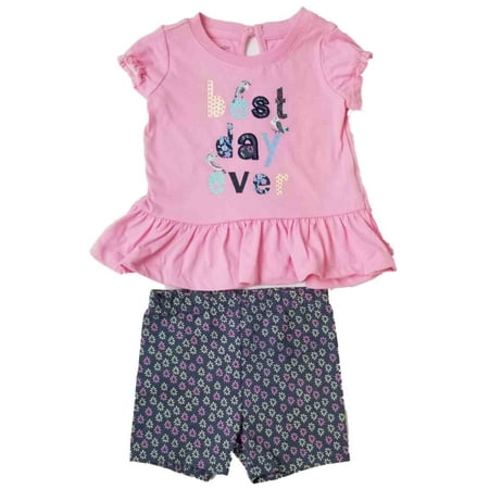 Infant & Toddler Girls Baby Best Day Ever Pink Bird Shirt Flower Short