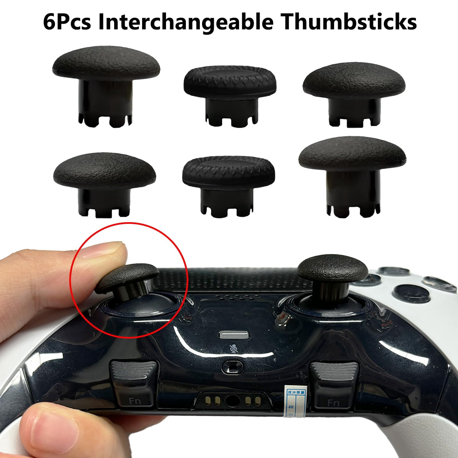 10-in-1 Metal Thumbsticks Replacement for PS5 Dualsense Edge Controller,4 Metallic Back Paddles Triggers Buttons Repair Parts for PS5 Edge Controller with 6 Analog Joysticks(Black)