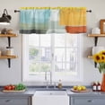 thumbnail image 4 of Teal Yellow Valances for Windows, Orange Oil Painting Modern Abstract Geometric Light Filtering Kitchen Curtains, Rod Pocket Window Valance Curtains for Living Room Bedroom, 60" W x 18" L, 2 Panels, 4 of 9