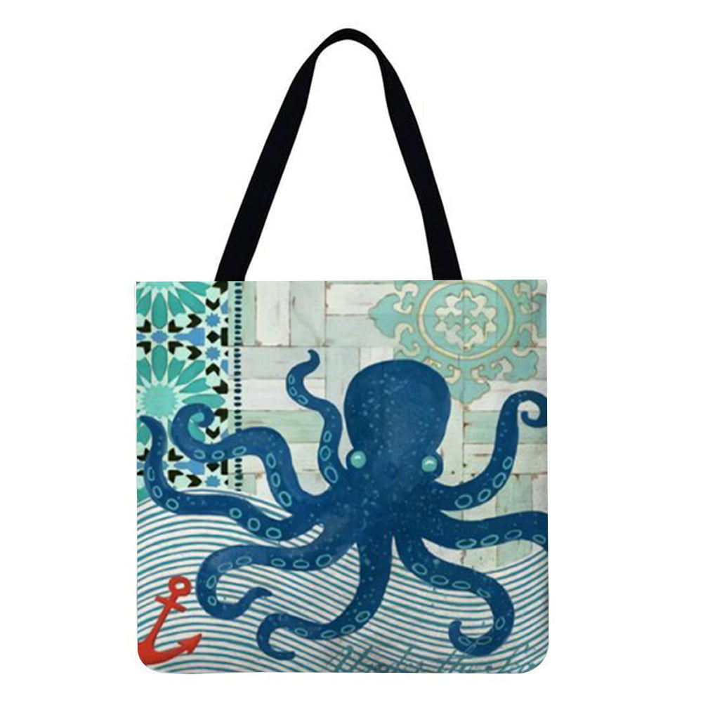 Canvas Crossbody Bags Orange Octopus Pattern For Women Fashion Shoulder Bag Satchel Tote Hand Bag 