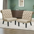 thumbnail image 5 of Andeworld Upholstered Chair for Bedroom Living Room Chairs Modern Accent Chair with Wood Legs Khaki Fabric, 5 of 7