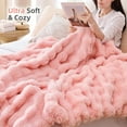 thumbnail image 4 of Faux Fur Blanket Rabbit Fleece - Blush Pink Fluffy Blanket for Sofa, Cozy Soft Plush Throw Blanket for Couch Bed, Luxury Thick Fuzzy Couch Blanket for Winter, Comfy Bubble Blanket - 60" x 80", 4 of 8