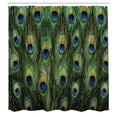 thumbnail image 3 of Ambesonne Peacock Shower Curtain, Exotic Animal Feathers, 69"Wx75"L, Green Mustard Navy, 3 of 5